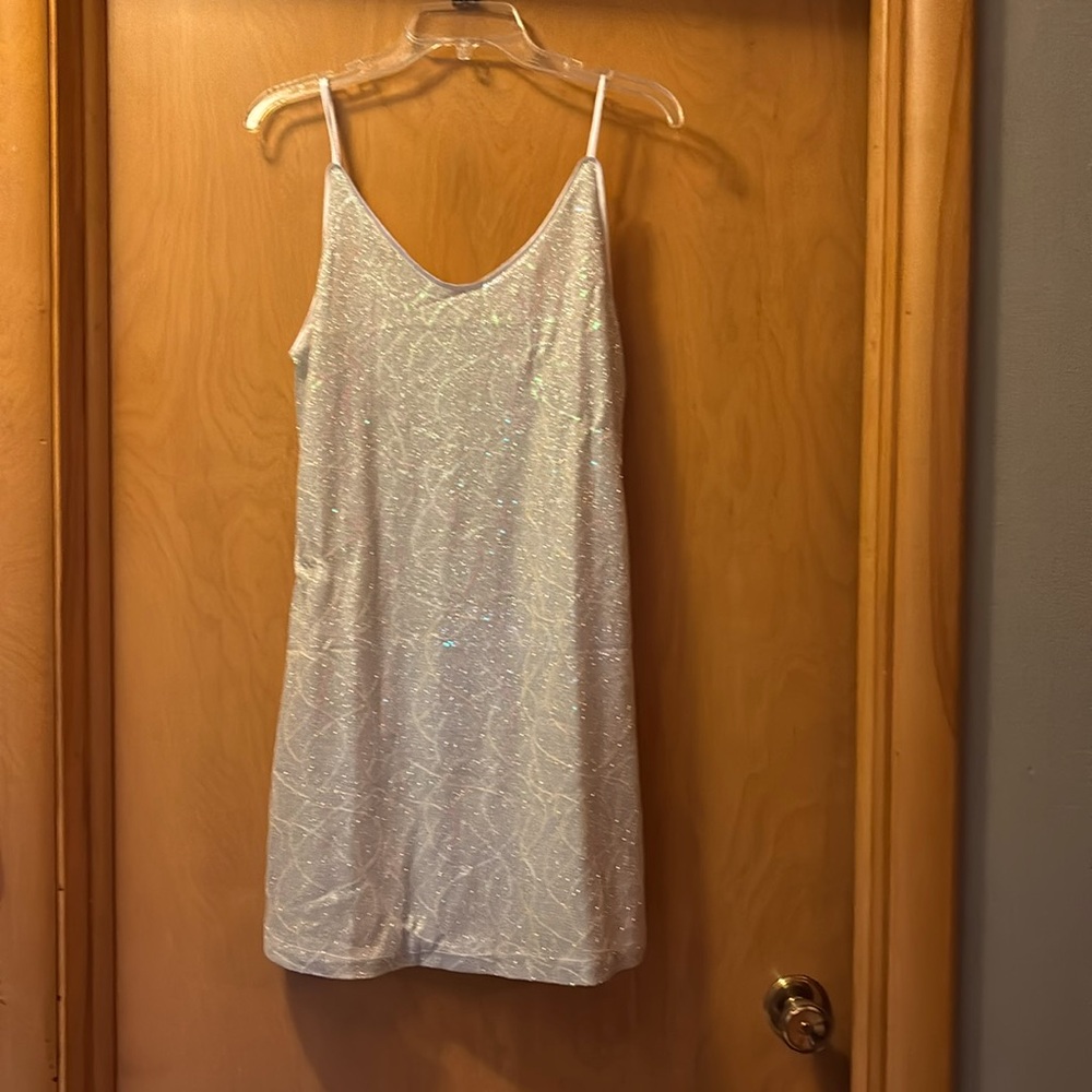Silver Sleeveless Sheath Mini Dress